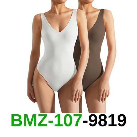 SUUKSESS Women 2 Piece Thong Bodysuit Sexy V Neck Backless Sleeveless Tank, S