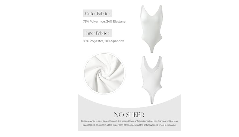 SUUKSESS Women 2 Piece Thong Bodysuit Sexy V Neck Backless Sleeveless Tank, S