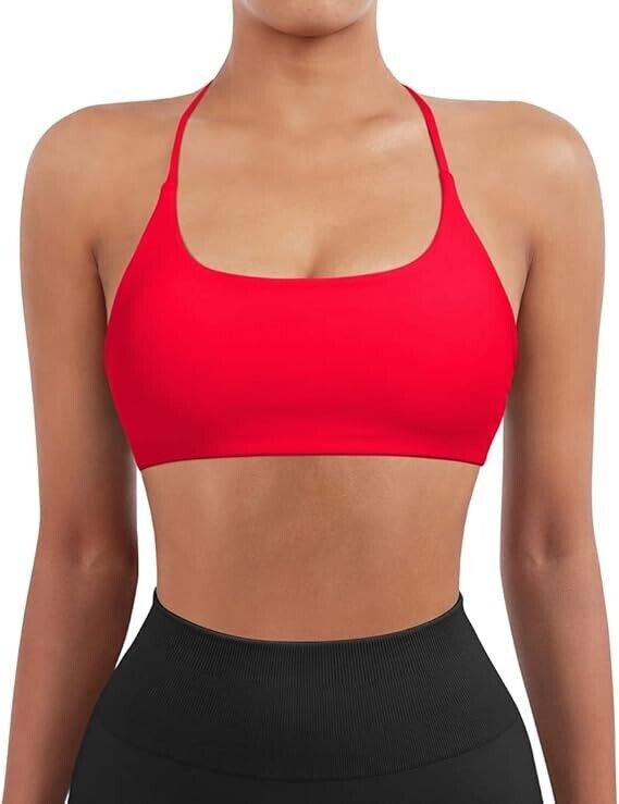SUUKSESS Women 2 Piece Open Back Sports Bra Pack Strappy Workout Yoga Crops, M