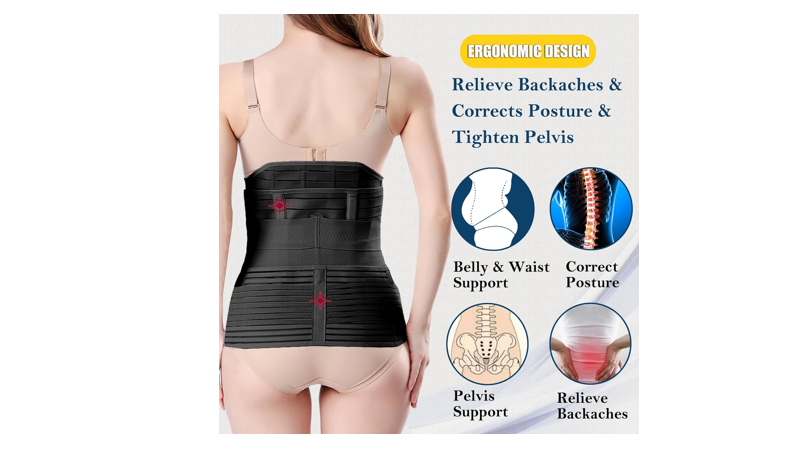 ChongErfei 3 in 1 Postpartum Belly Wrap - Recovery Belly/Waist/Pelvis Belt, L