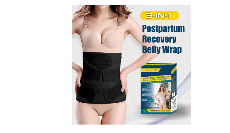 ChongErfei 3 in 1 Postpartum Belly Wrap - Recovery Belly/Waist/Pelvis Belt, L