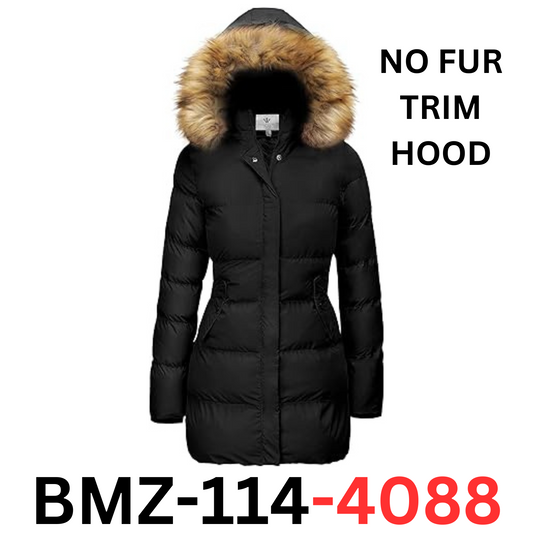 WenVen Women's Bulky Winter Thicken Jacket with NO Fur Trim Hood (Black,M)
