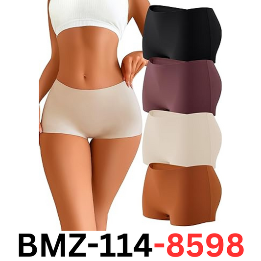 CUTE BYTE Women Seamless Boy Underwear Soft Stretch No Show Boxer Short 4 Pack M
