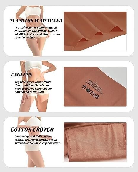CUTE BYTE Women Seamless Boy Underwear Soft Stretch No Show Boxer Short 4 Pack M