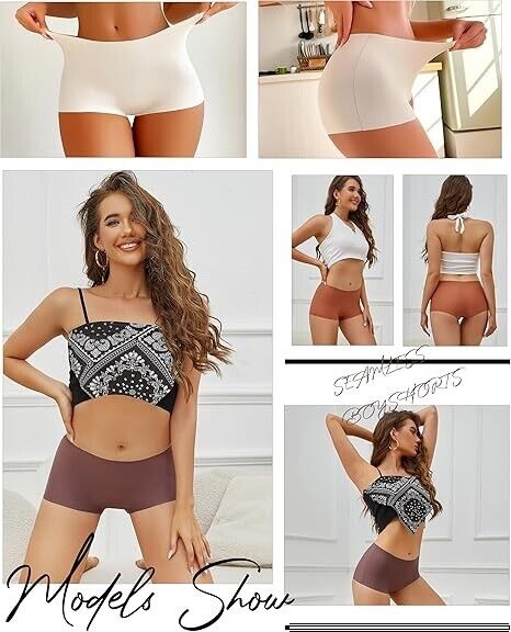 CUTE BYTE Women Seamless Boy Underwear Soft Stretch No Show Boxer Short 4 Pack M