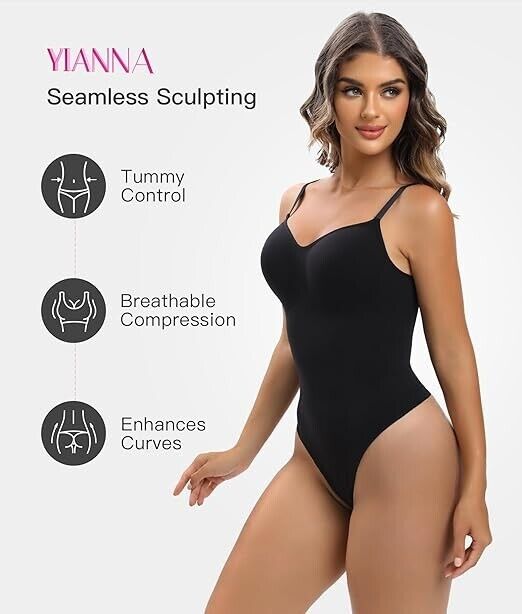 YIANNA Women's Tummy Control Bodysuit Seamless Snatched Waist Shapewear, XXS/XS