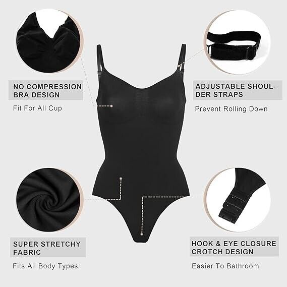YIANNA Women's Tummy Control Bodysuit Seamless Snatched Waist Shapewear, XXS/XS