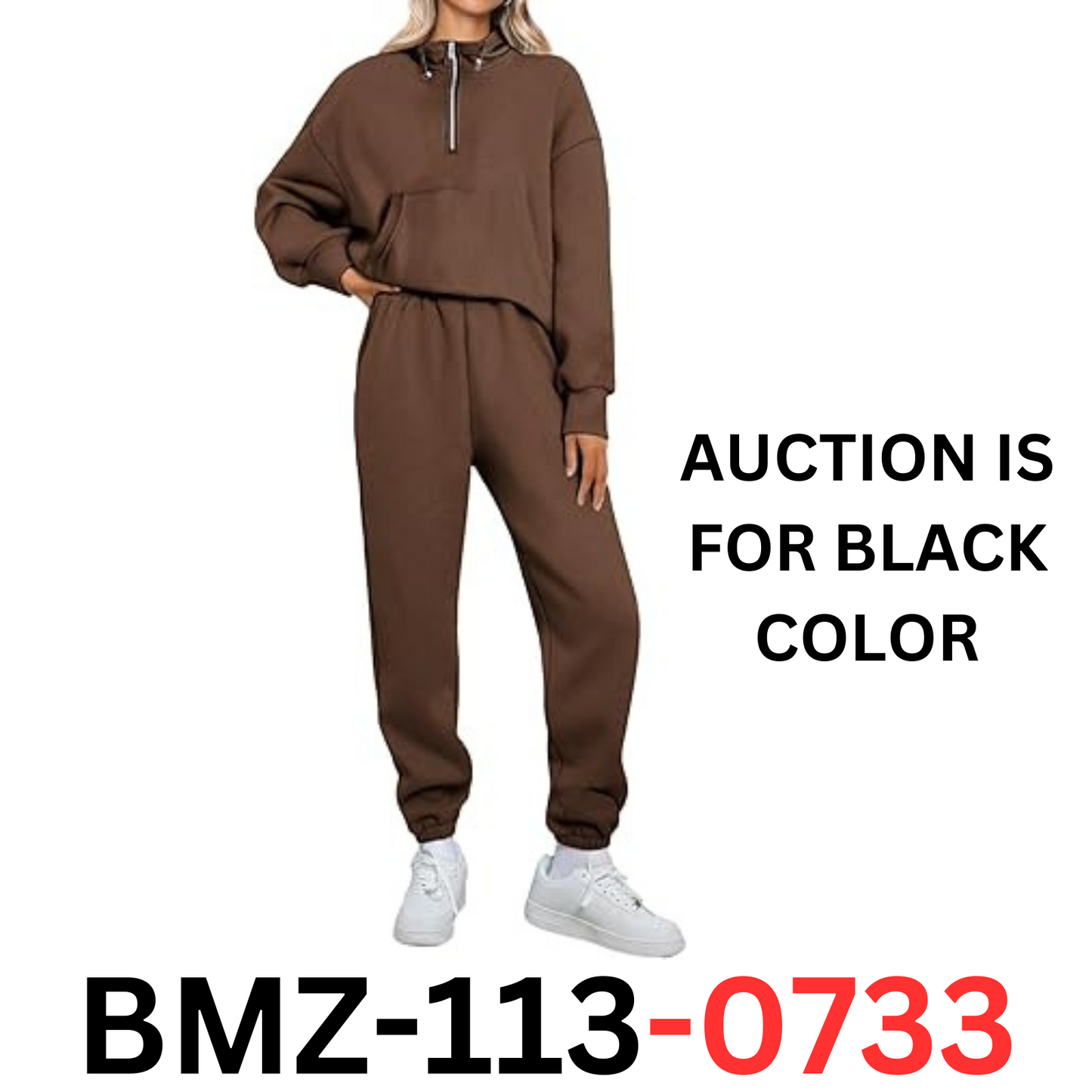 Bloggerlove Women's 2 Piece Jogger Lounge Sets Matching Sweat Zip Hoodie Black L