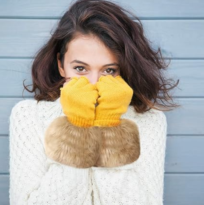 3 Pairs Women's Wrist Winter Warmers Faux Fur Cuff Warmers Arm Leg Warmers- Gift