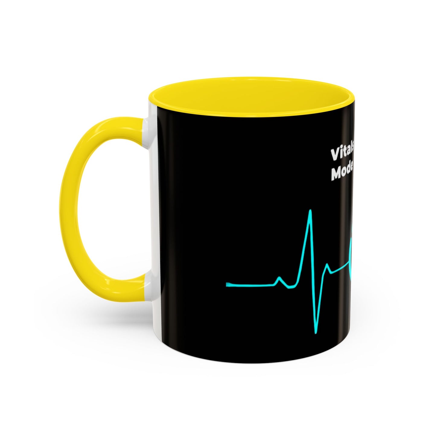 Vitals Checked. Mode Activated. Coffee Mug — Medical ECG Power Button Accent Mug (11/15oz)