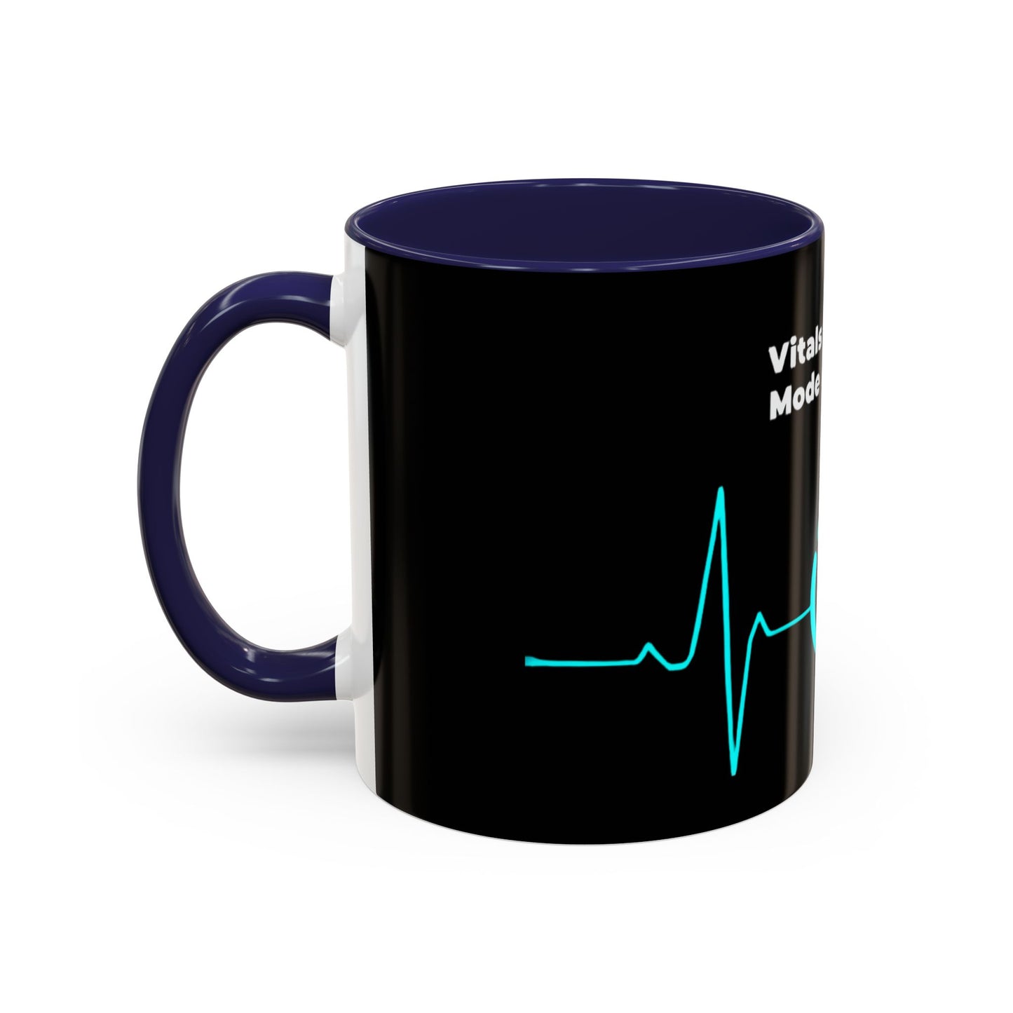 Vitals Checked. Mode Activated. Coffee Mug — Medical ECG Power Button Accent Mug (11/15oz)