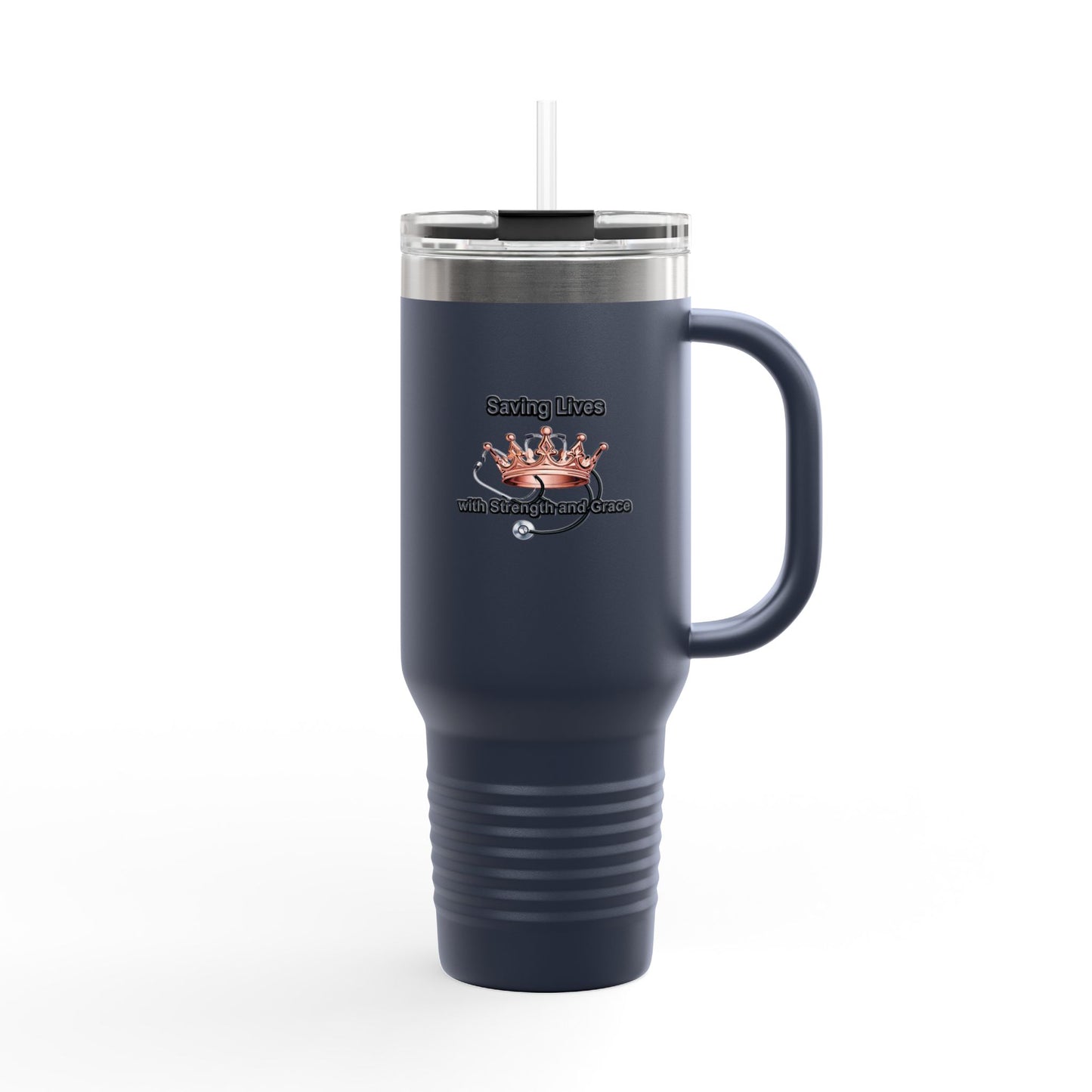 Travel Mug — “Saving Lives One Caffeine Boost at a Time” 40oz Insulated Tumbler