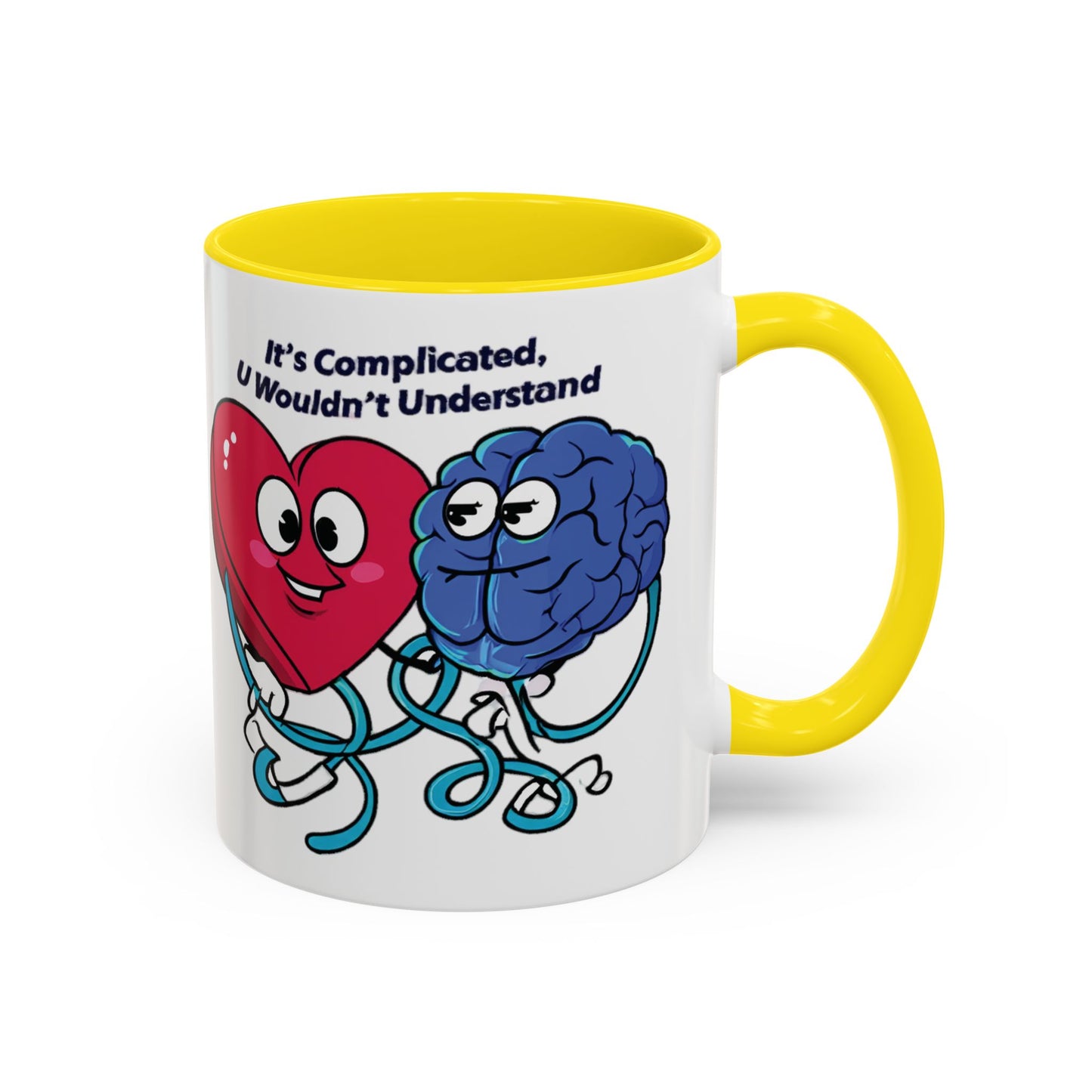 'It's Complicated, U Wouldn't Understand' Heart & Brain Accent Coffee Mug